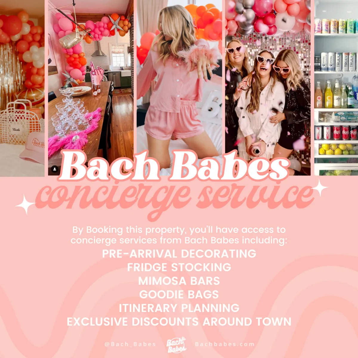 A festive scene in the kitchen and dining area, with colorful balloon decorations, a decorated table, a group of women celebrating in stylish outfits, and a fridge stocked with drinks. The image conveys joy, togetherness, and the space's flexibility for memorable group events.